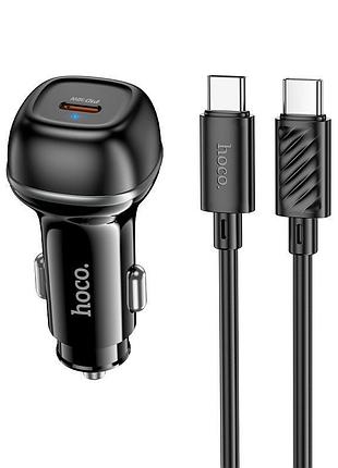 Зарядный адаптер для авто hoco z58 30 вт, usb-c порт, pd/qc быстрая зарядка, кабель type-c, черный