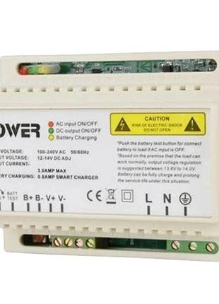 Блок безперебійного живлення full energy bbgp-123din 12 в 3 а на din-рейку з підтримкою акумулятора до 9 а·год