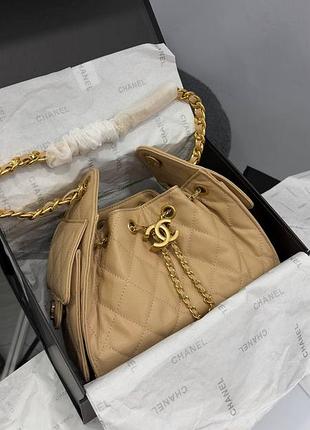 Женская сумка премиум 22 small handbag light beige gold