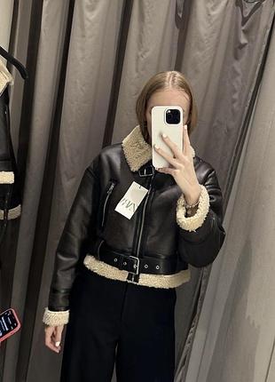 Укоррченная дубленка zara