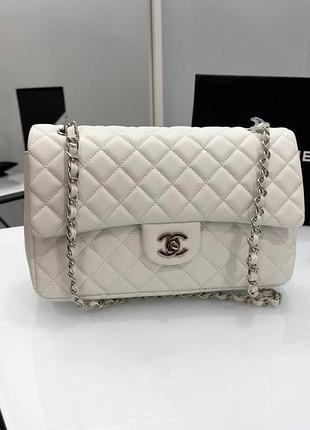 Жіноча сумка classic flap bag white silver 2