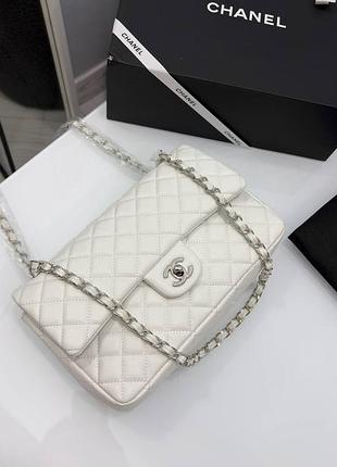 Жіноча сумка classic flap bag white silver 3