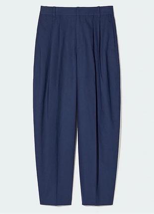 Брюки-бочонок с добавлением льна бренда uniqlo (модель linen blend barrel leg trousers)