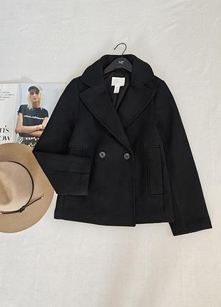 Коротке чорне пальто h&m
