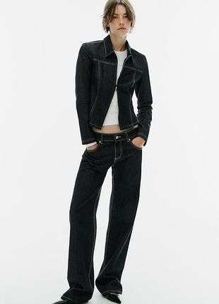 Джинсы женские trf wide leg темно-синие zara new