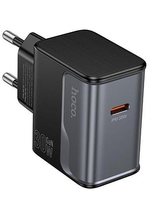 Сетевое зарядное устройство hoco cs72a star speed ​​до 30 вт с портом usb type-c с поддержкой быстрой зарядки qc и pd черный