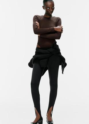 Боді з довгими руками темно-коричневе жіноче zara new