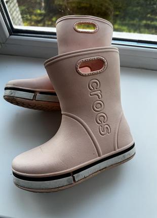 Гумові чоботи для дівчинки crocs рожеві