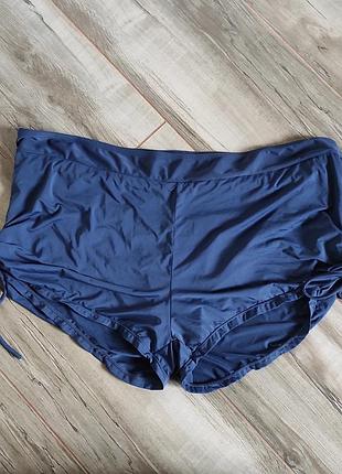 Синие купальные шорты / плавки с высокой посадкой и драпировкой, размер xl - xxl (44/46)