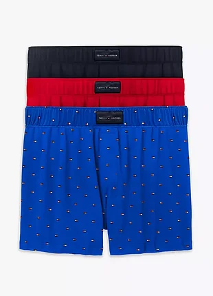 Труси чоловічі tommy hilfiger котонові сімейні, набір, чорний, червоний, синій, розміри l, xl