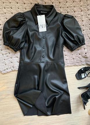 Платье экокожа zara зара