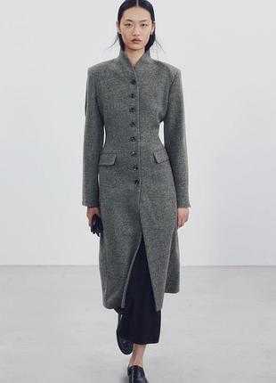 Пальто шерстяное женское с пуговицами zw collection zara new