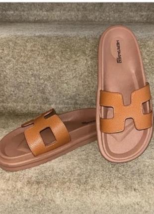 Кожаные шлепанцы pajar canada heritage 63 (стиль hermes)