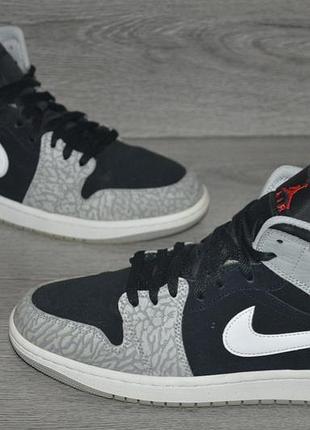 Кросівки чоловічі jordan 1 mid se elephant print чорні з сірим, розмір 42.5, довжина устілки 27 см