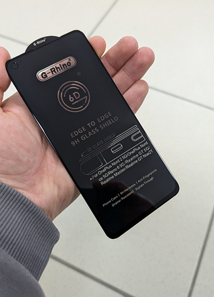 Защитное стекло для oneplus nord 2 / ванплюс норд 2, g-rhino, полное покрытие, 5d, черная рамка