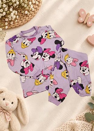 Піжама для дівчинки disney мінні маус, фіолетова, фланель