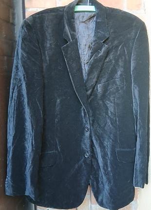 Заголовок: чоловічий оксамитовий піджак easy wear / чорний велюровий піджак 56 xxl