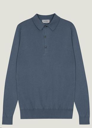 Мужская трикотажная кофта-поло с длинным рукавом премиальной линейки autograph от marks &amp; spencer, изготовленная из 100% ультратонкой мериносовой