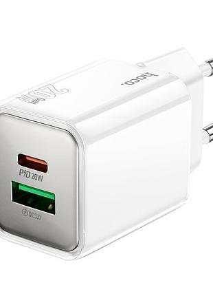 Блок питания hoco n46 glorious, 20вт, type-c и usb-a, быстрая зарядка, белый