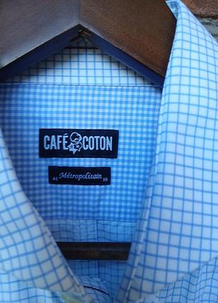 Сорочка чоловіча café coton в клітинку блакитна