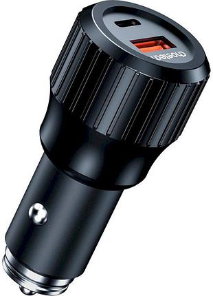 Автозарядка choetech 63w с поддержкой pd 45w и qc 3.0 18w, usb-c+usb-a, tc0010-bk, черная