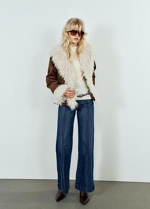Куртка жіноча комбінована зі штучного хутра zara new