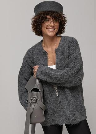 Мохеровий кардиган oversize на блискавці