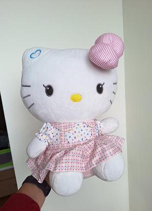 Большая мягкая игрушка hello kitty в розовом платье