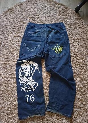 Брюки чоловічі sk8 сині з принтом