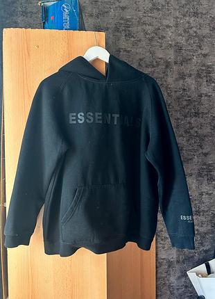 Худі fear of god essentials чорне, розмір m-l, оверсайз