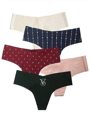 Жіночі трусики victoria's secret стрінги безшовні, набір 5 шт., розмір m