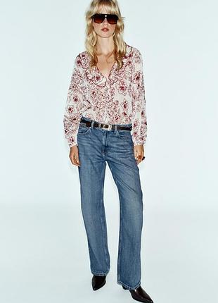 Блуза с воланами и принтом цветок zara new