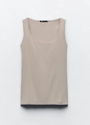 Базовий бежевий еластичний топ-майка від zara