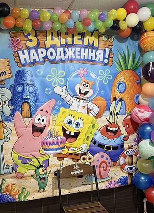 Банер для вечірки губка боб з днем народження