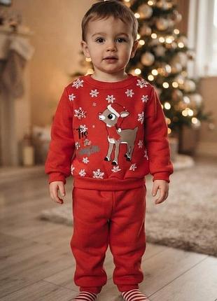 Детский теплый костюм для мальчика herry tis the season, красный, 1-2-3 года