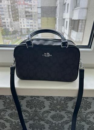 Крос-боді  coach коричнева зі штучної шкіри