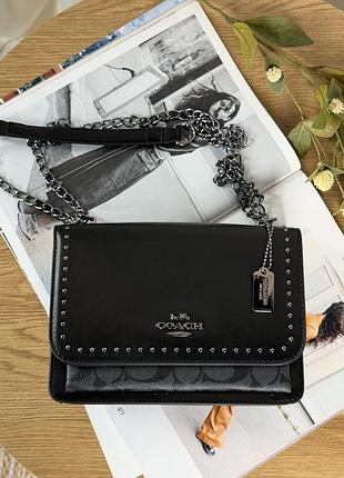 Сумка coach klare crossbody bag in signature canvas черный + заклепки есть