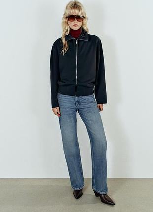 Бомбер женский темно-синий трикотаж zara new