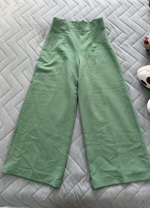 Брюки жіночі zara кюлоти, зелені