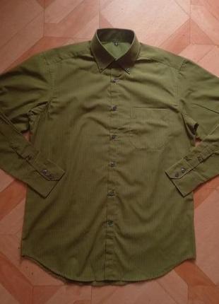 Мужская хаки горчичная  рубашка в полоску с полиэстром от c&a, s.