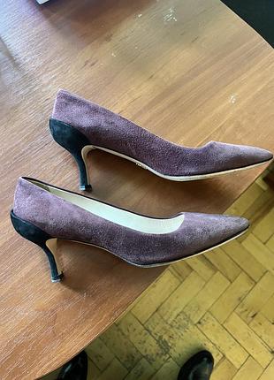 Жіночі туфлі prada, бордові, замшеві