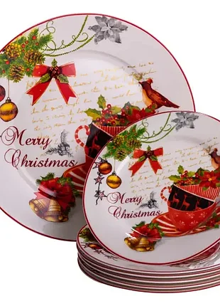 Набор тарелок merry christmas фарфоровых 7 штук 26,5/19 см