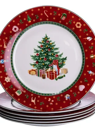 Набор тарелок christmas фарфоровых 6 штук по 19 см