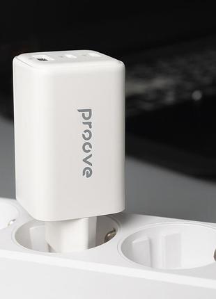 Мережевий зарядний пристрій proove pocket gan 100w (2type-c + usb) white (wcpg10012202)