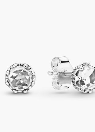 Серебряные серьги pandora clear sparkling crown (арт. 298311cz)