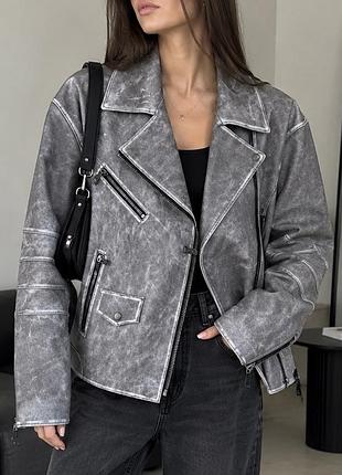 Новая натуральная кожаная куртка-косуха oversize