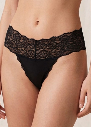 Черные кружевные трусики стринги h&m m