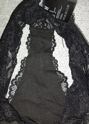 Черные кружевные трусики стринги h&m m 5