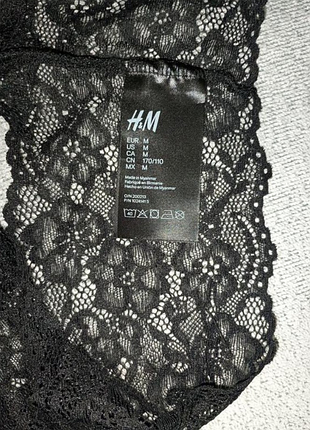 Черные кружевные трусики стринги h&m m 4