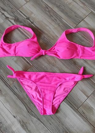 Ярко-розовый раздельный купальник в рубчик matalan - размер xl / 16 (44)